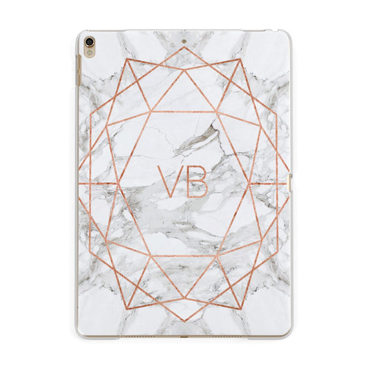 Personalised Rose Gold Marble Initials Apple iPad Gold Case