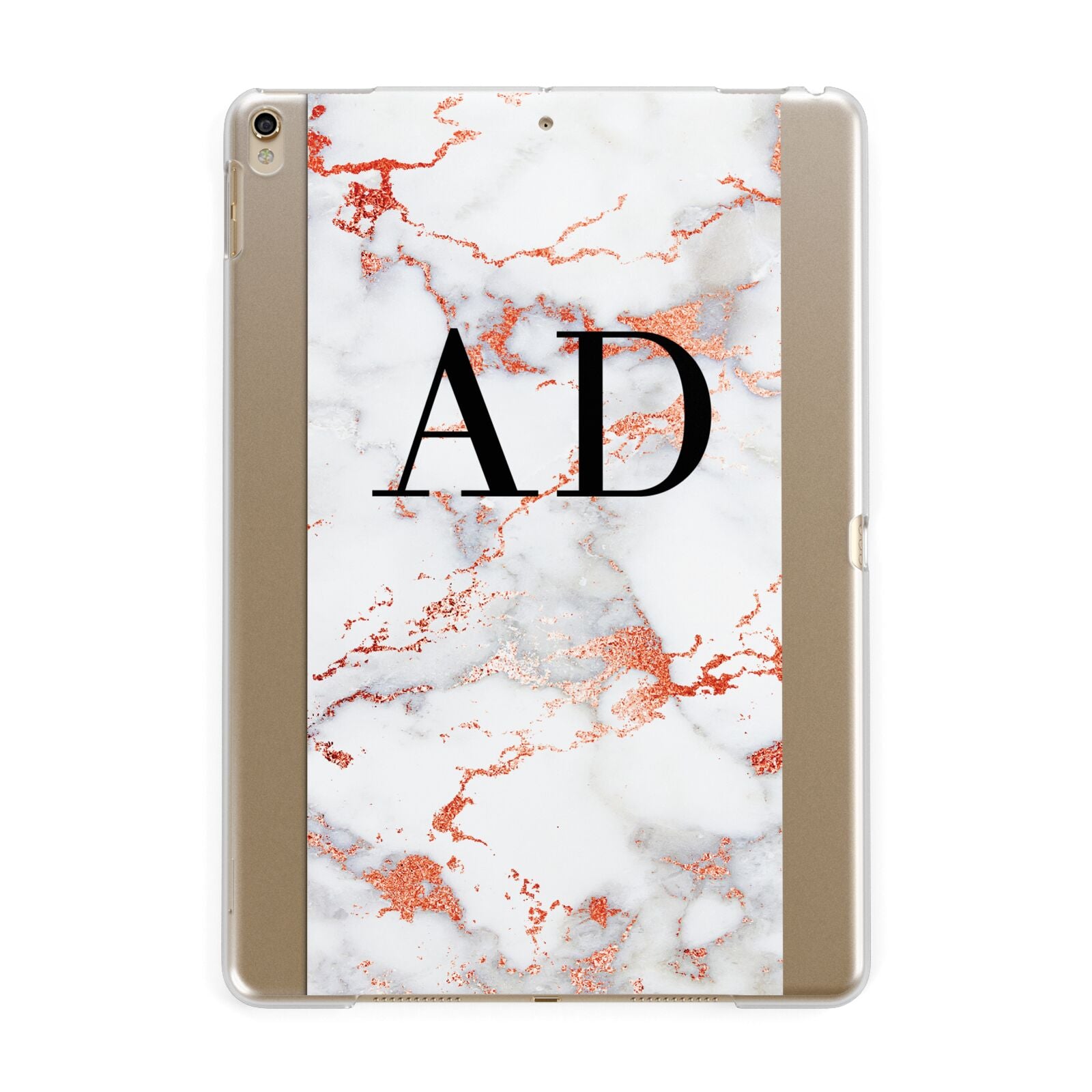 Personalised Rose Gold Marble Initials Apple iPad Gold Case