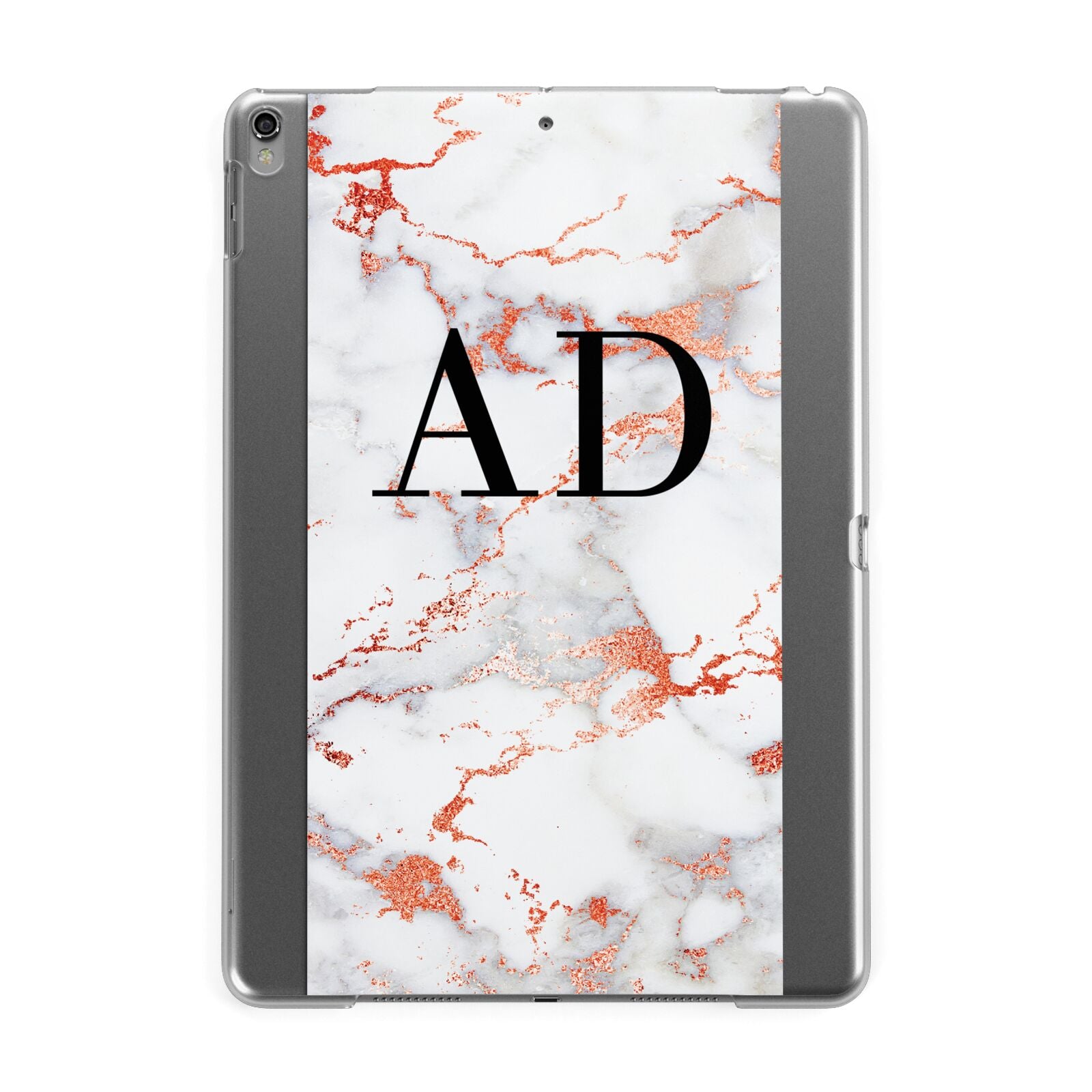 Personalised Rose Gold Marble Initials Apple iPad Grey Case