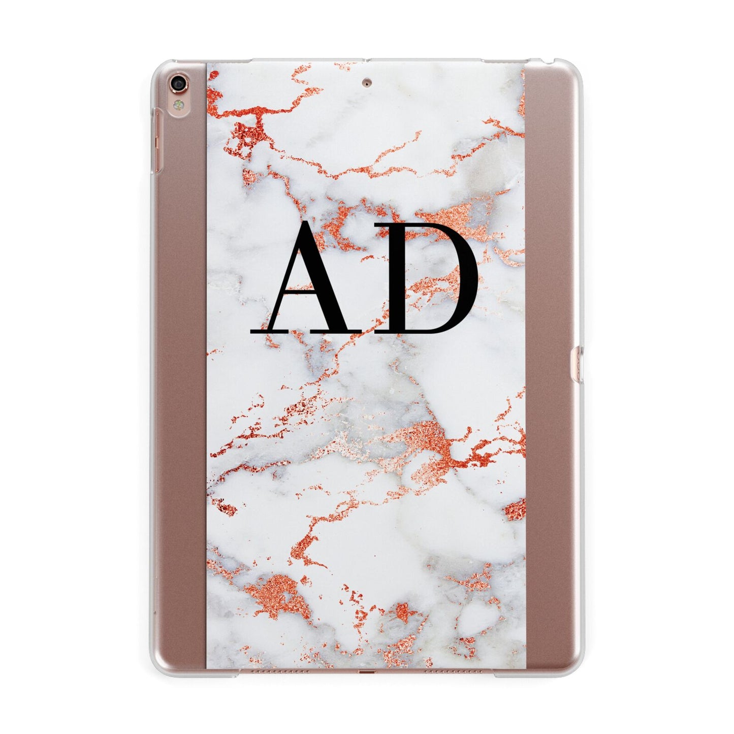 Personalised Rose Gold Marble Initials Apple iPad Rose Gold Case