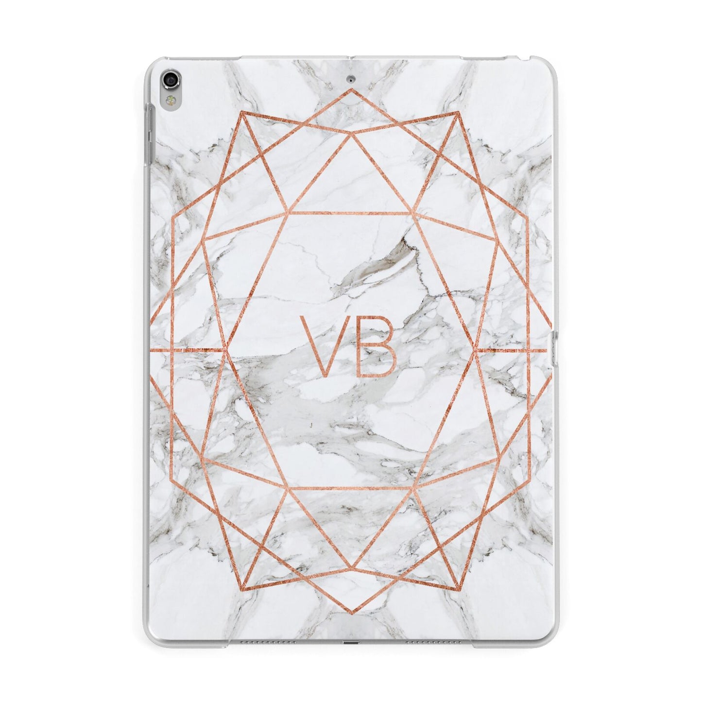 Personalised Rose Gold Marble Initials Apple iPad Silver Case