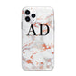 Personalised Rose Gold Marble Initials Apple iPhone 11 Pro Max in Silver with Bumper Case