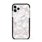 Personalised Rose Gold Marble Initials Apple iPhone 11 Pro in Silver with Black Impact Case