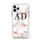 Personalised Rose Gold Marble Initials Apple iPhone 11 Pro in Silver with White Impact Case