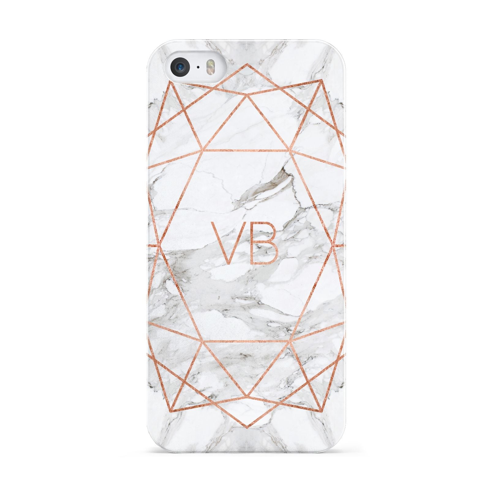 Personalised Rose Gold Marble Initials Apple iPhone 5 Case