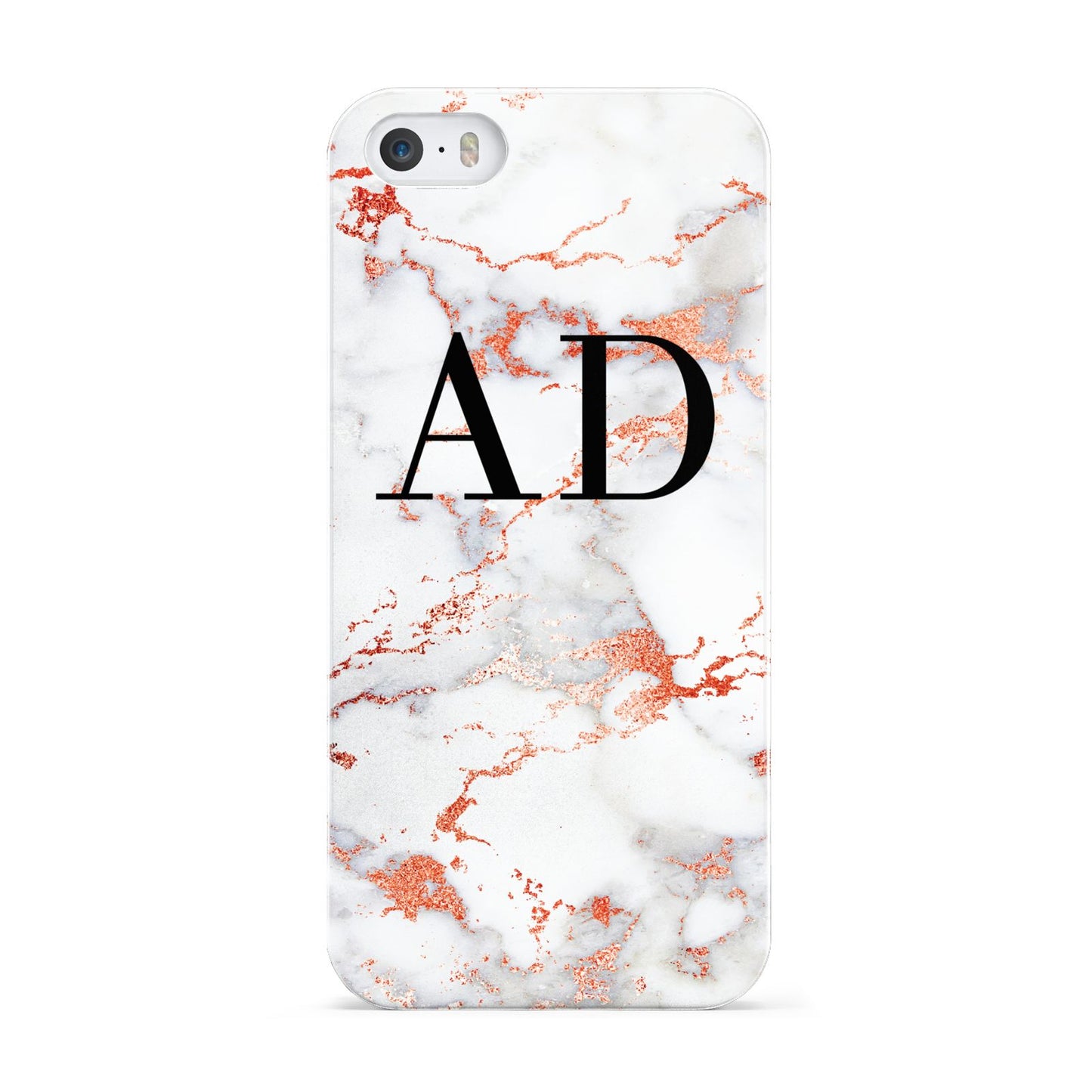 Personalised Rose Gold Marble Initials Apple iPhone 5 Case