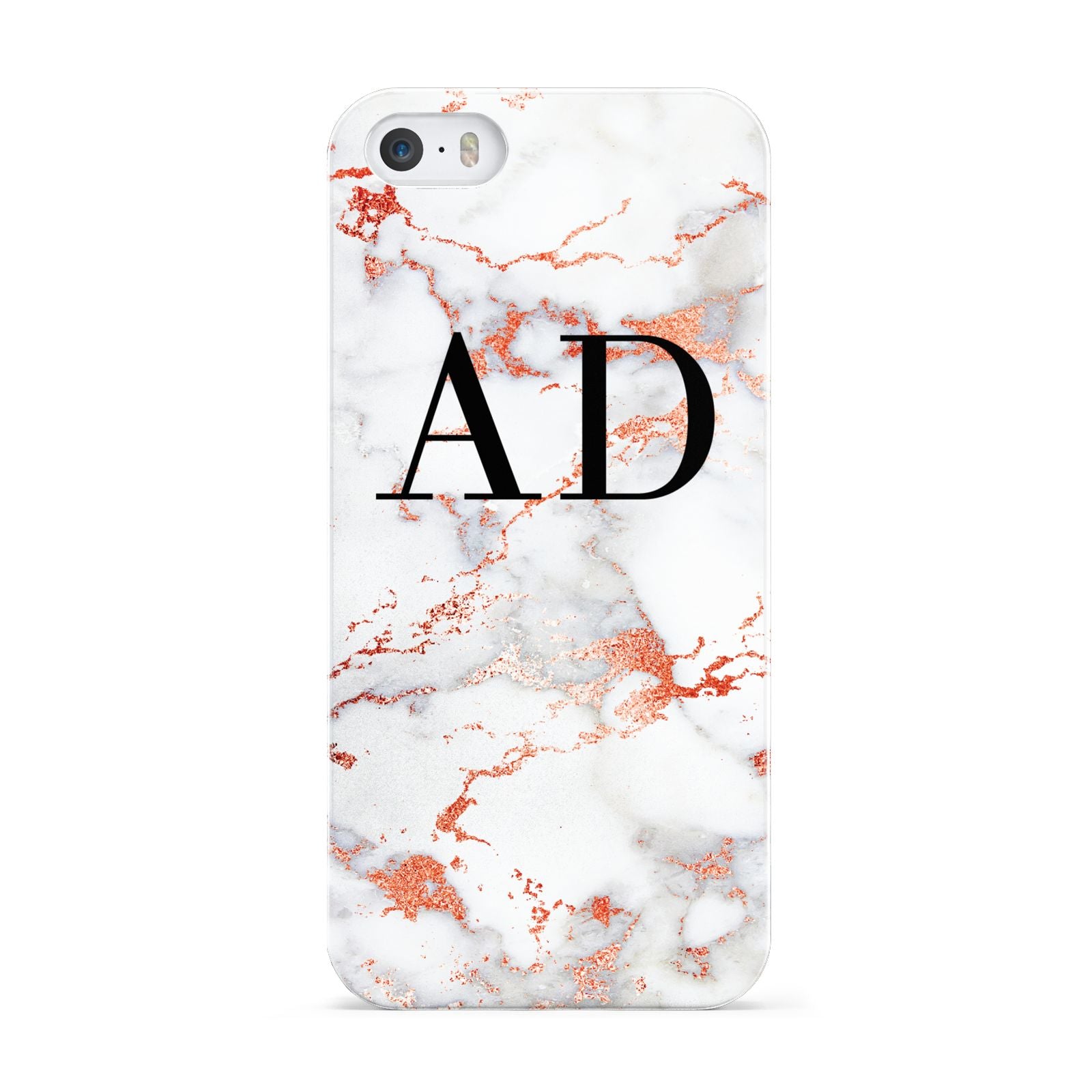 Personalised Rose Gold Marble Initials Apple iPhone 5 Case