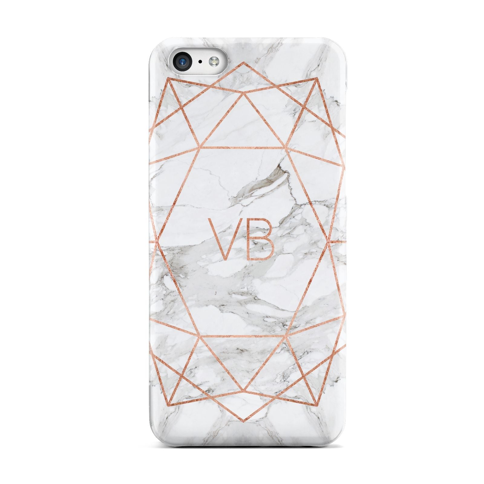 Personalised Rose Gold Marble Initials Apple iPhone 5c Case