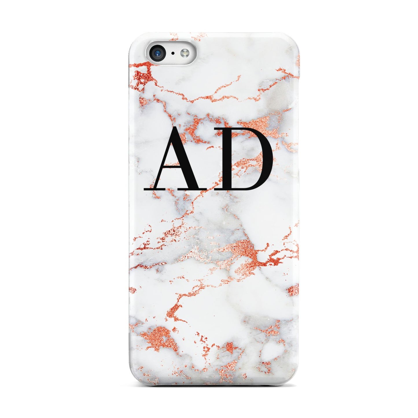 Personalised Rose Gold Marble Initials Apple iPhone 5c Case