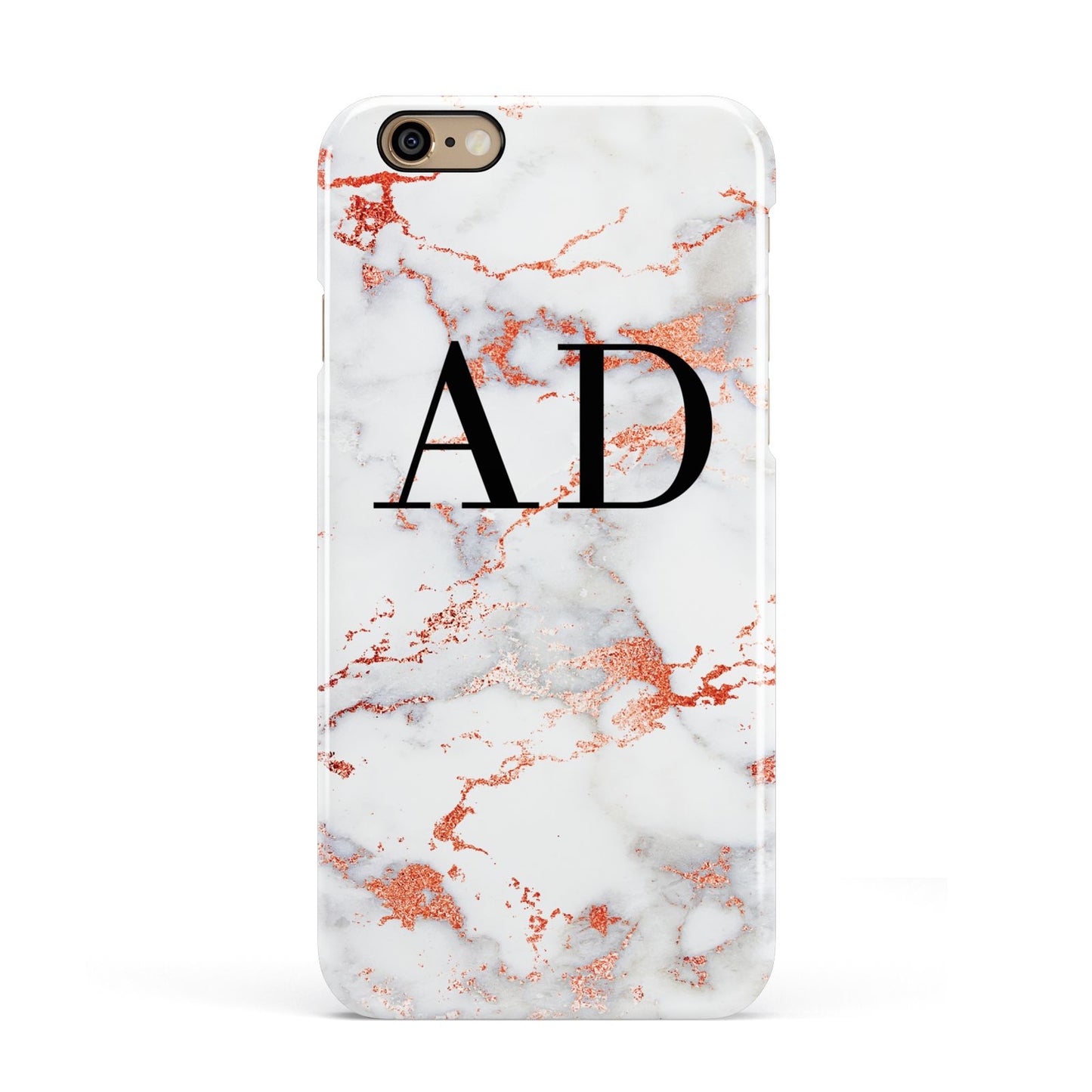Personalised Rose Gold Marble Initials Apple iPhone 6 3D Snap Case