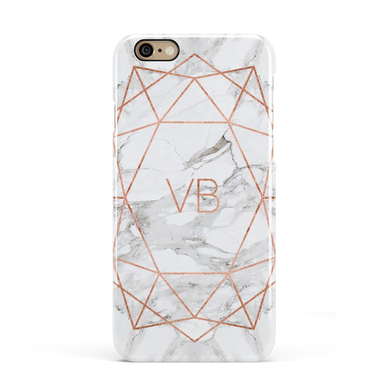 Personalised Rose Gold Marble Initials Apple iPhone 6 3D Snap Case