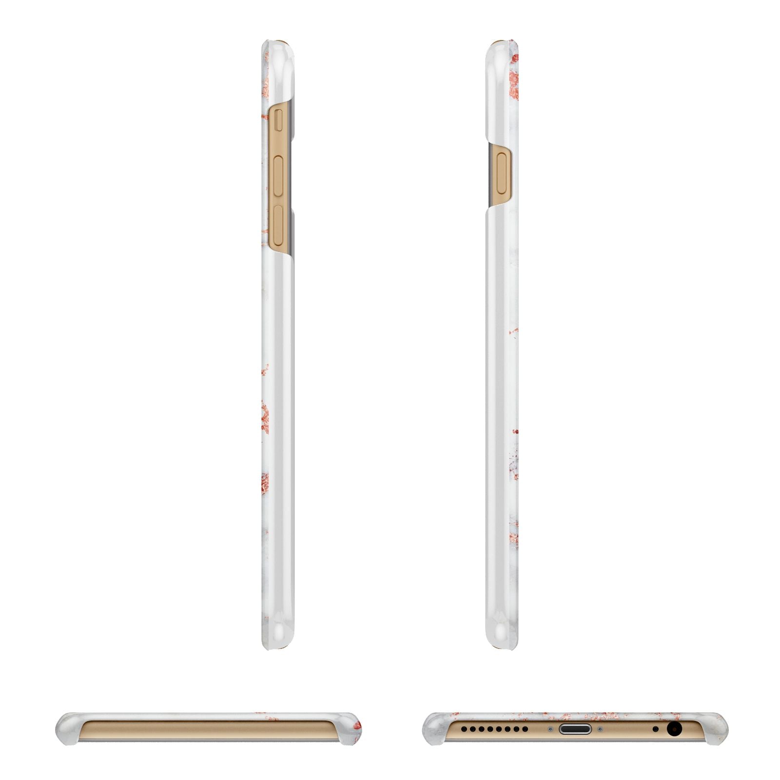 Personalised Rose Gold Marble Initials Apple iPhone 6 Plus 3D Wrap Snap Case Angled Images