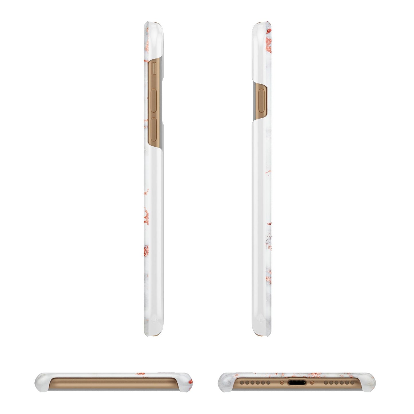 Personalised Rose Gold Marble Initials Apple iPhone 7 8 3D Wrap Snap Case Angled Images