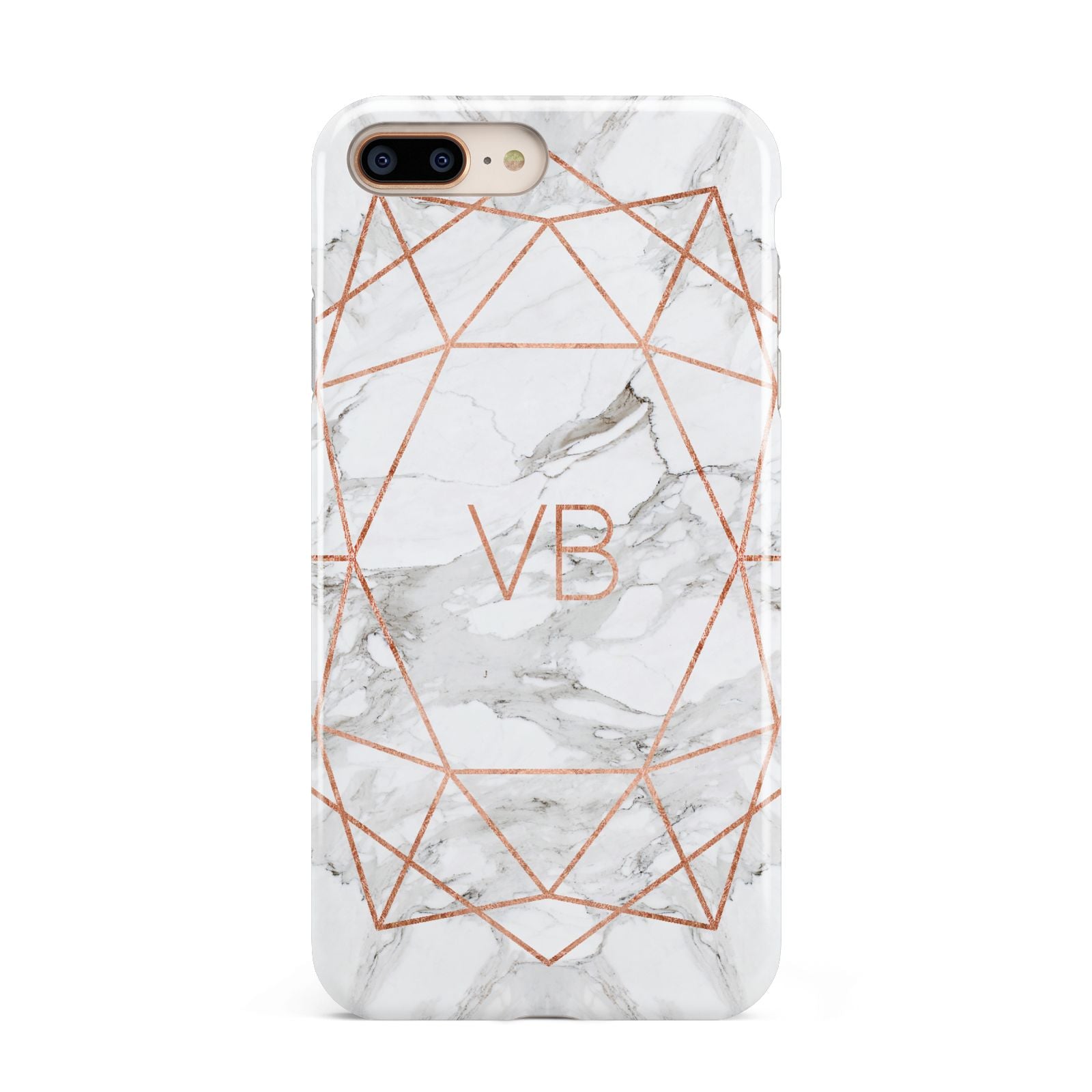 Personalised Rose Gold Marble Initials Apple iPhone 7 8 Plus 3D Tough Case