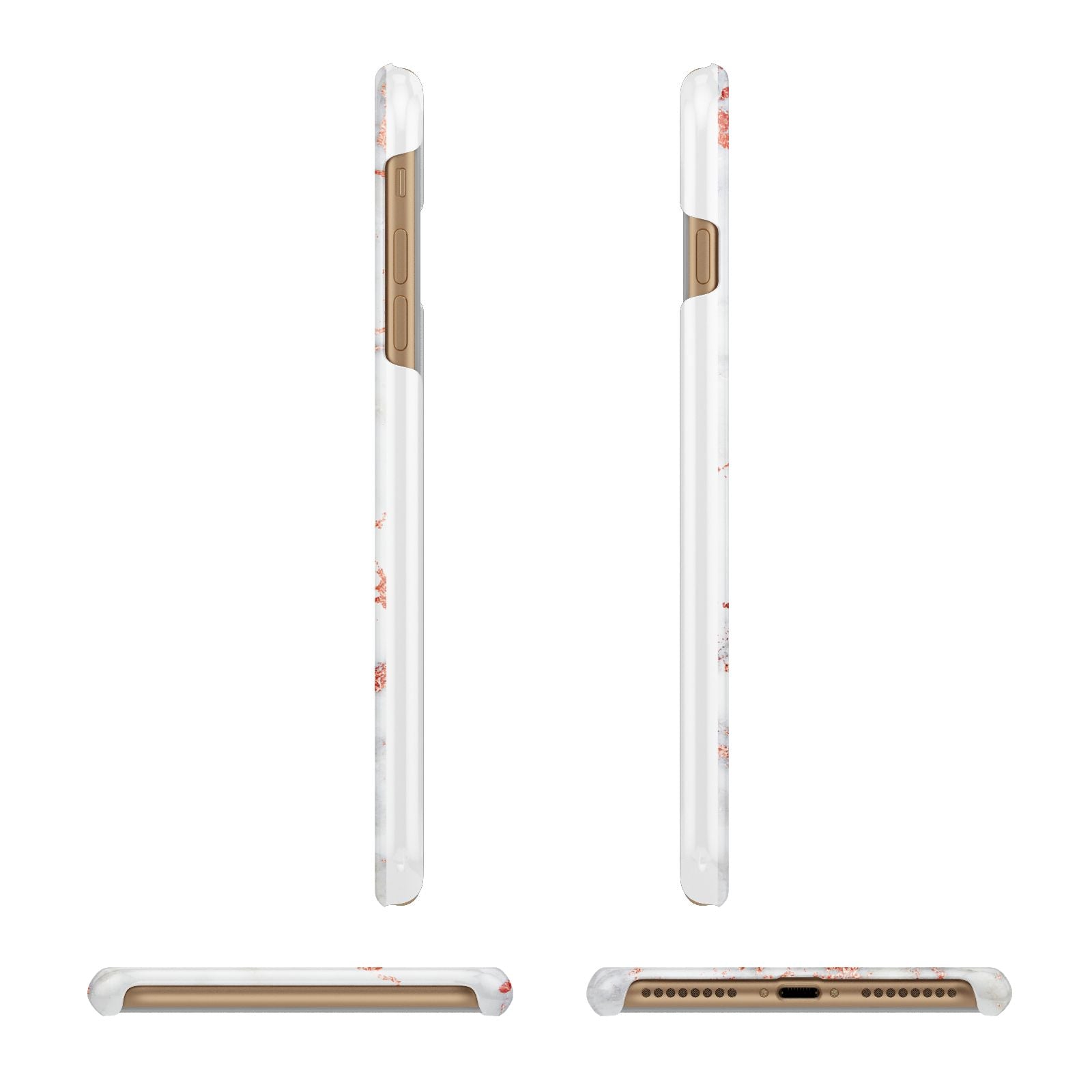 Personalised Rose Gold Marble Initials Apple iPhone 7 Plus 3D Wrap Snap Case Angled Images