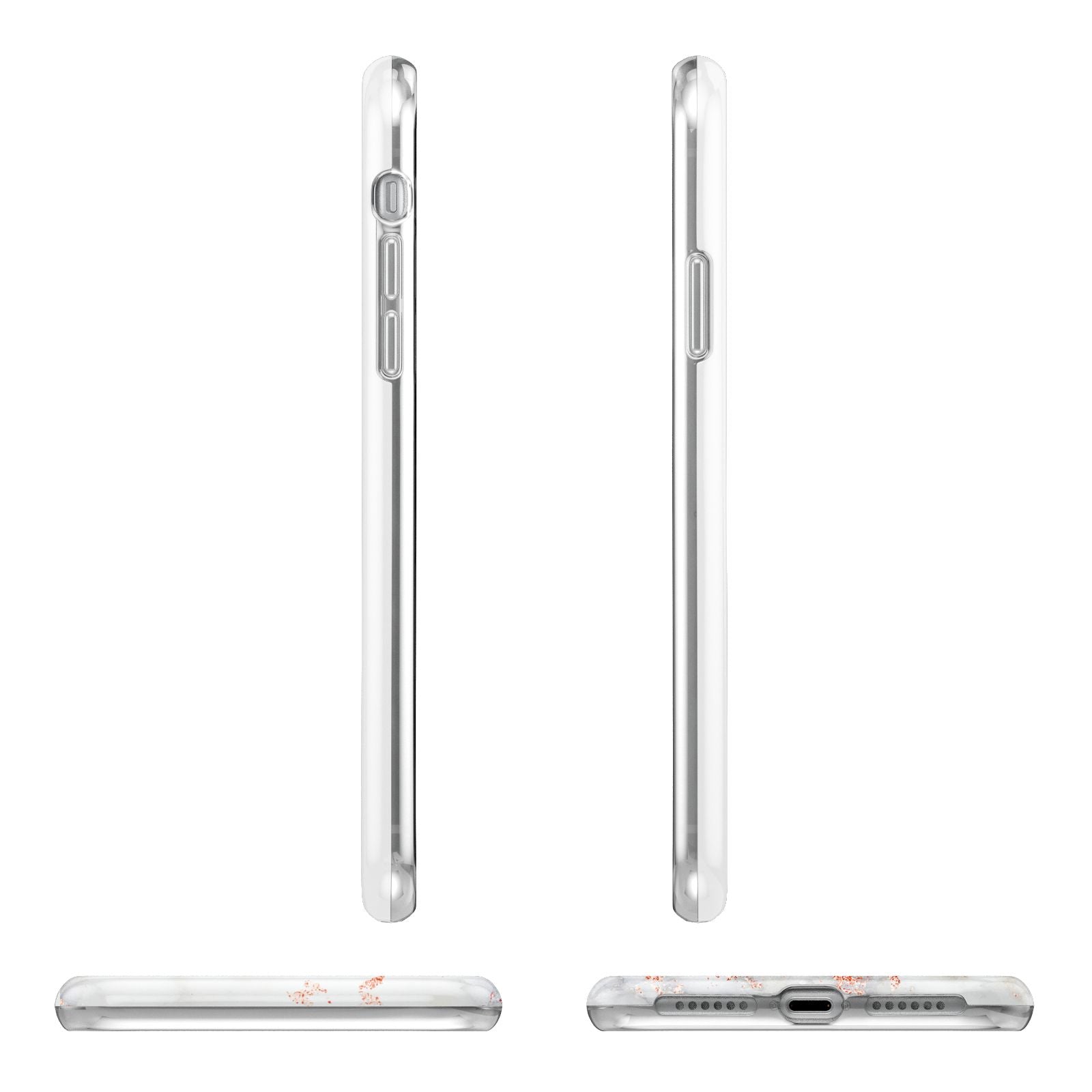 Personalised Rose Gold Marble Initials Apple iPhone XR in White with 3D Wrap Tough Case Alternative Image Angles