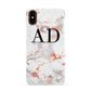 Personalised Rose Gold Marble Initials Apple iPhone XS 3D Snap Case