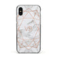 Personalised Rose Gold Marble Initials Apple iPhone Xs Impact Case Black Edge on Black Phone