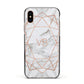 Personalised Rose Gold Marble Initials Apple iPhone Xs Impact Case Black Edge on Gold Phone