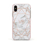 Personalised Rose Gold Marble Initials Apple iPhone Xs Impact Case Pink Edge on Gold Phone