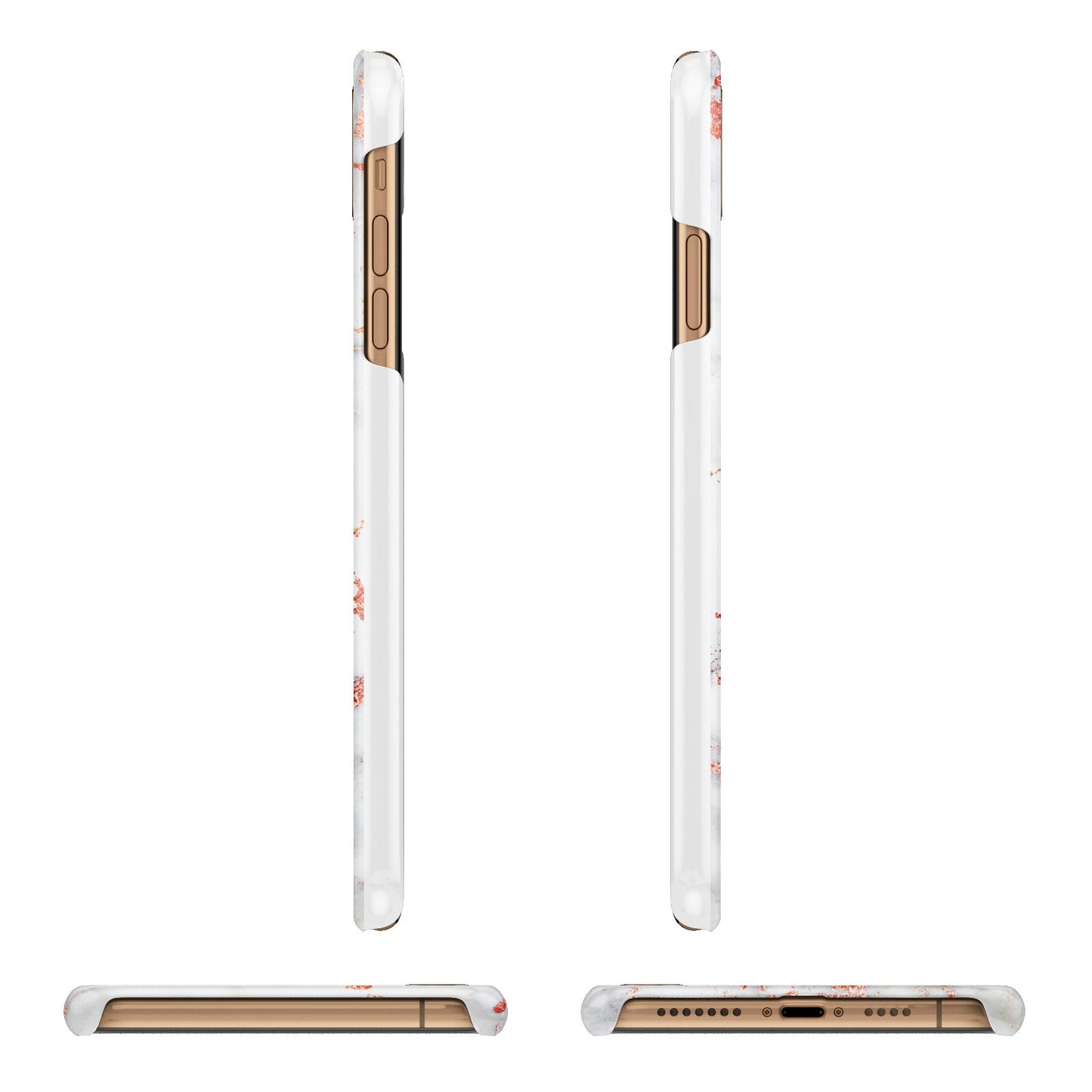 Personalised Rose Gold Marble Initials Apple iPhone Xs Max 3D Wrap Snap Case Angled Images