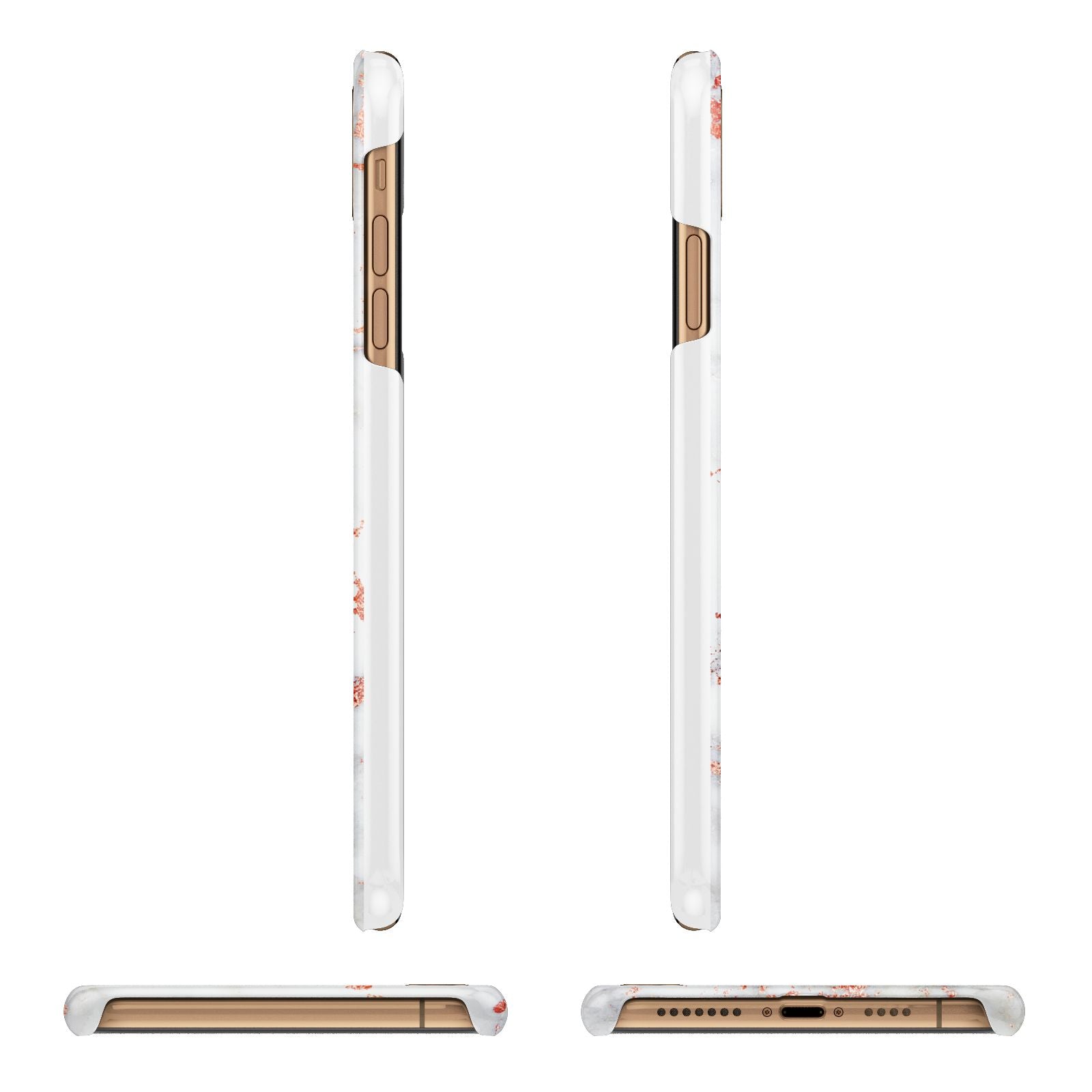 Personalised Rose Gold Marble Initials Apple iPhone Xs Max 3D Wrap Snap Case Angled Images