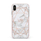 Personalised Rose Gold Marble Initials Apple iPhone Xs Max Impact Case Pink Edge on Black Phone
