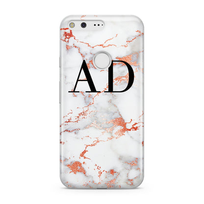 Personalised Rose Gold Marble Initials Google Pixel Case