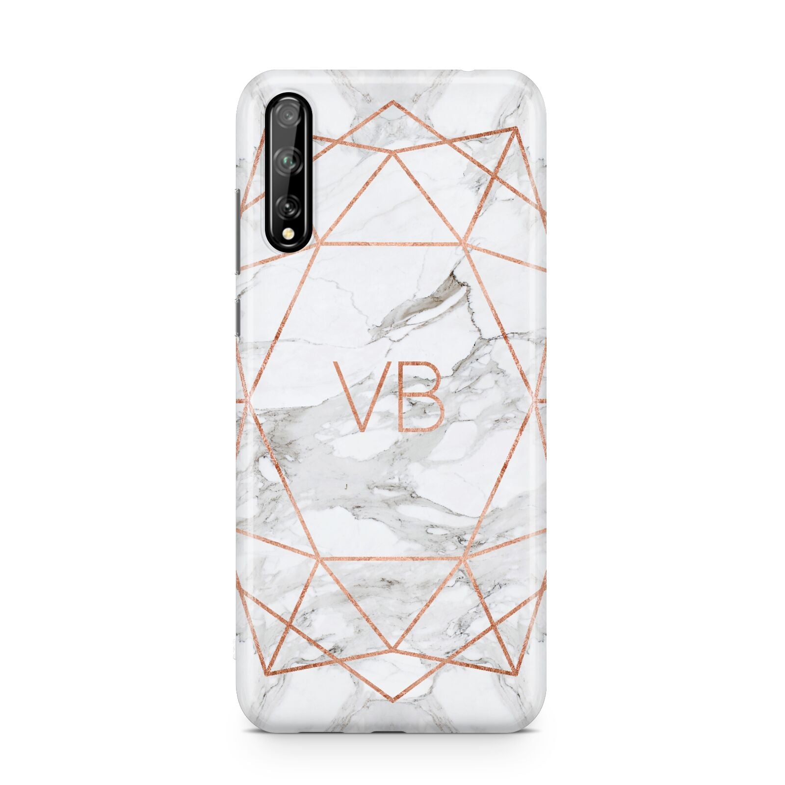Personalised Rose Gold Marble Initials Huawei Enjoy 10s Phone Case