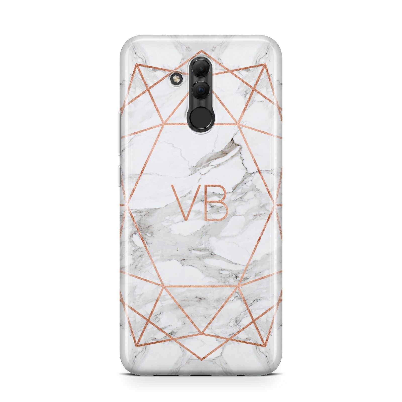 Personalised Rose Gold Marble Initials Huawei Mate 20 Lite