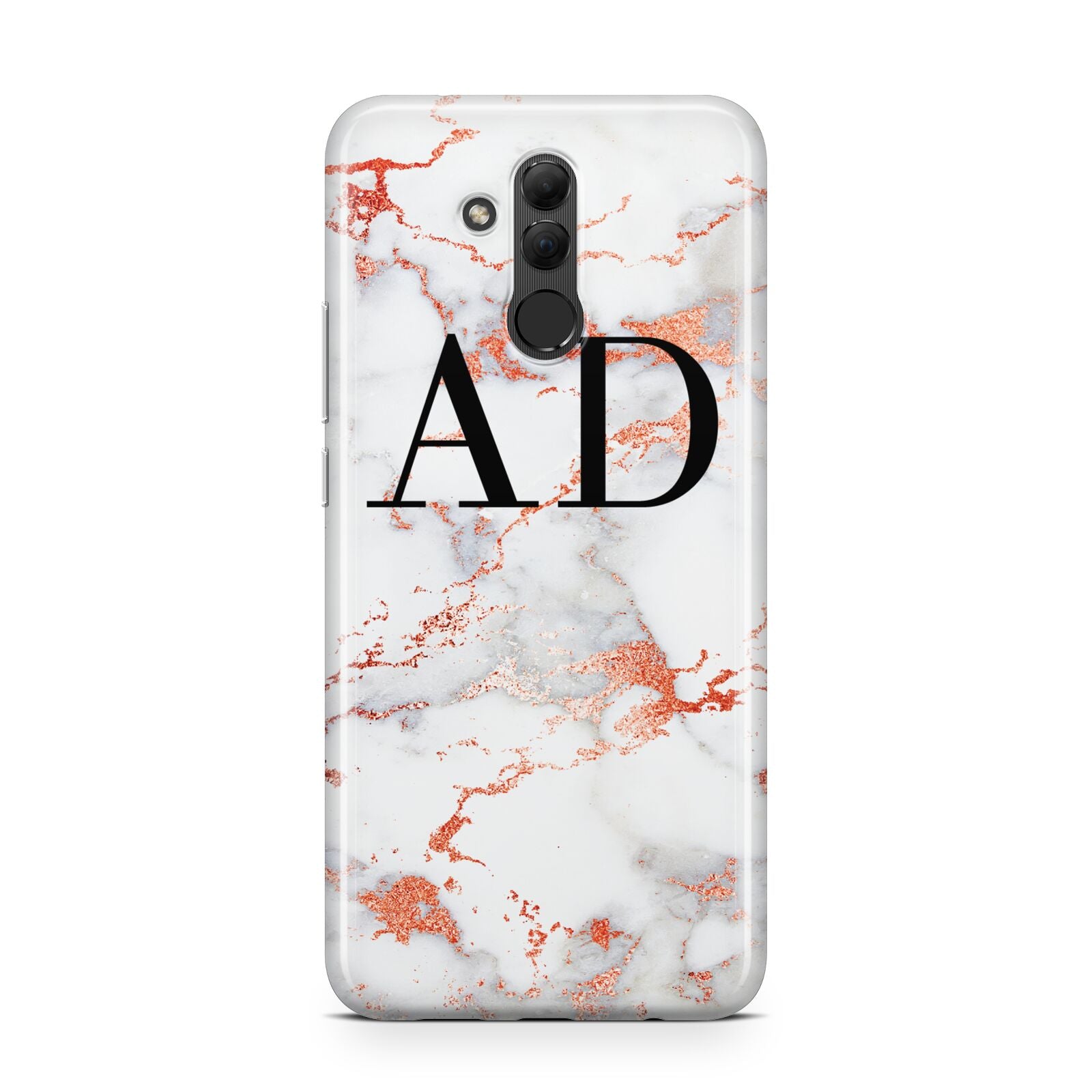 Personalised Rose Gold Marble Initials Huawei Mate 20 Lite