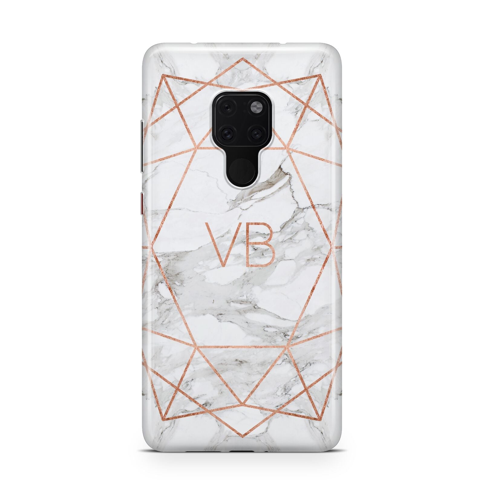 Personalised Rose Gold Marble Initials Huawei Mate 20 Phone Case