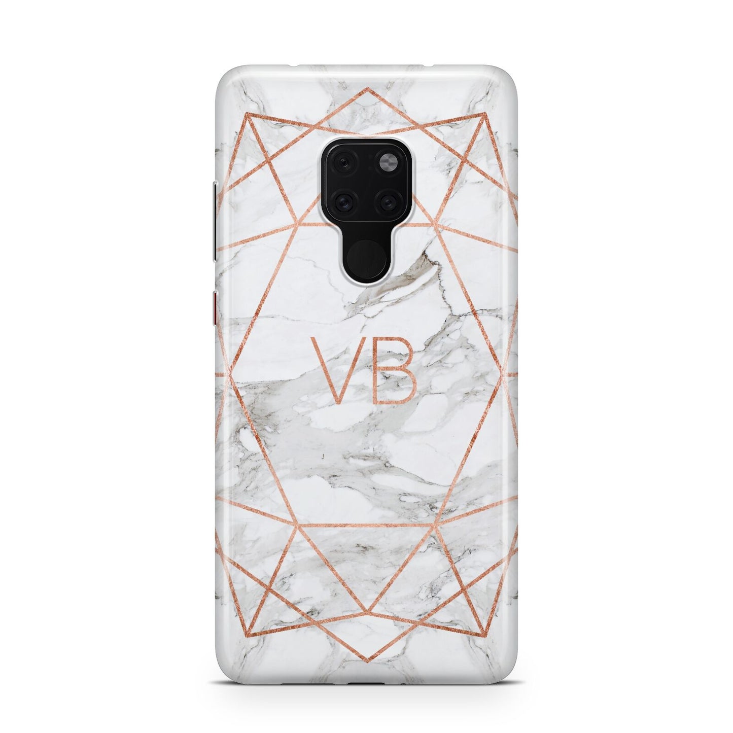 Personalised Rose Gold Marble Initials Huawei Mate 20 Phone Case