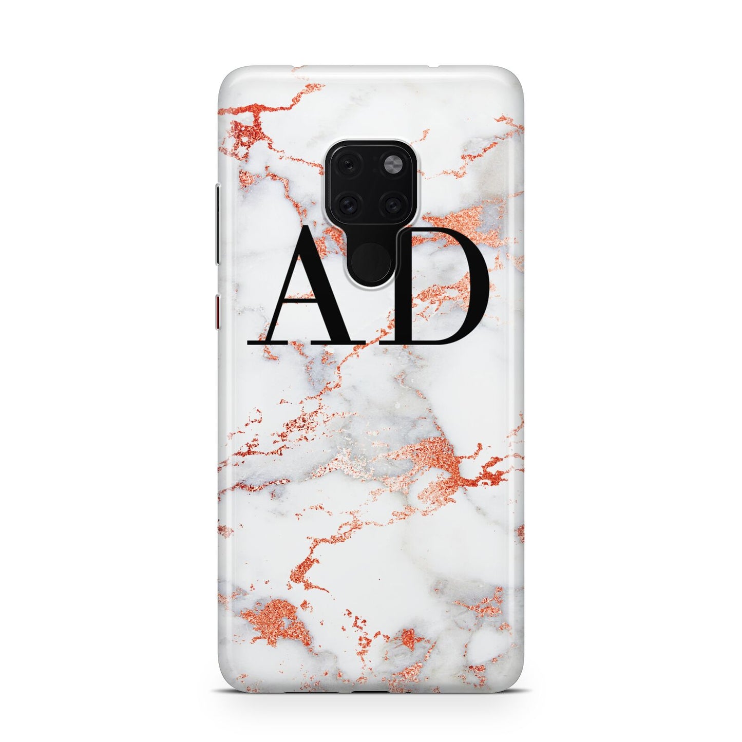 Personalised Rose Gold Marble Initials Huawei Mate 20 Phone Case
