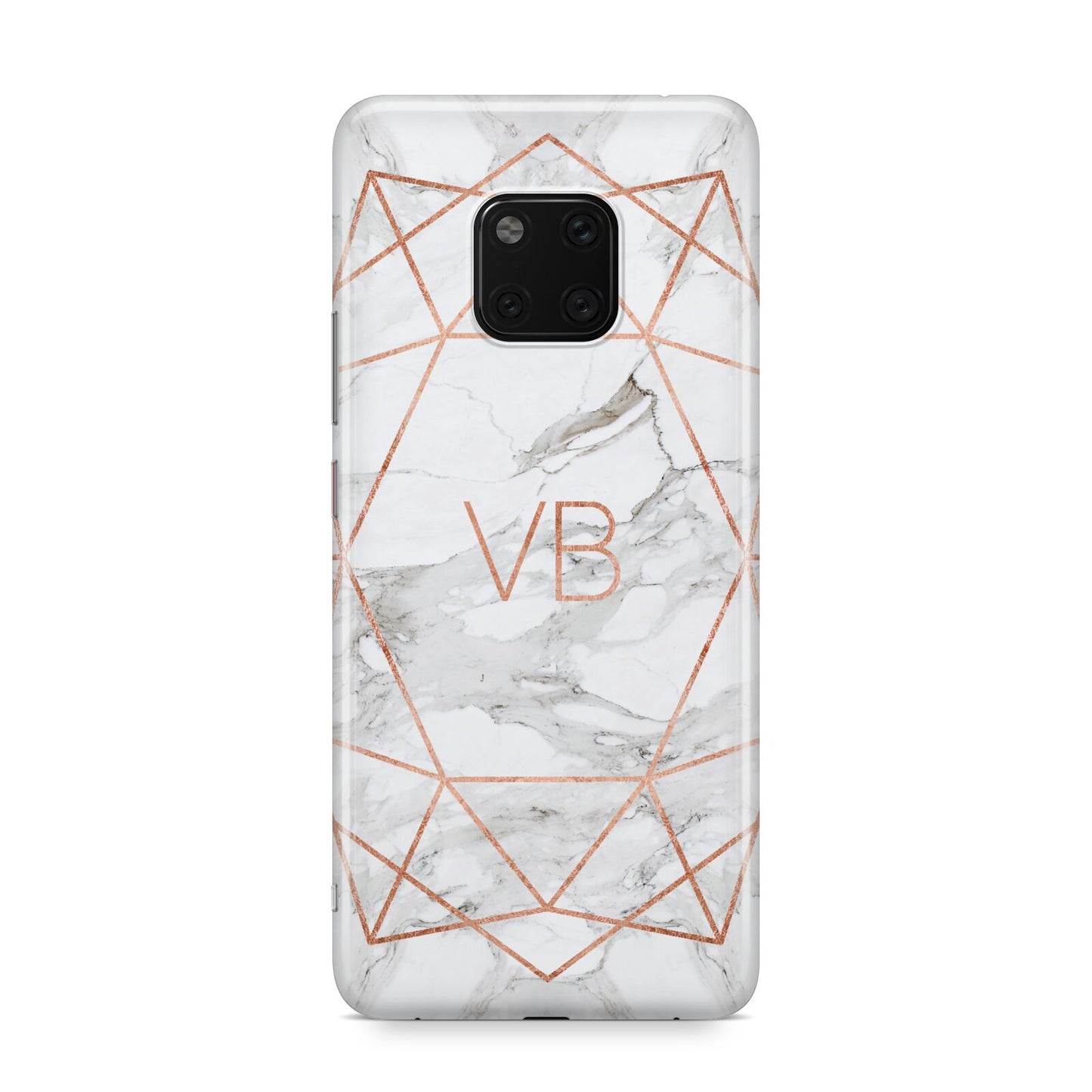 Personalised Rose Gold Marble Initials Huawei Mate 20 Pro Phone Case