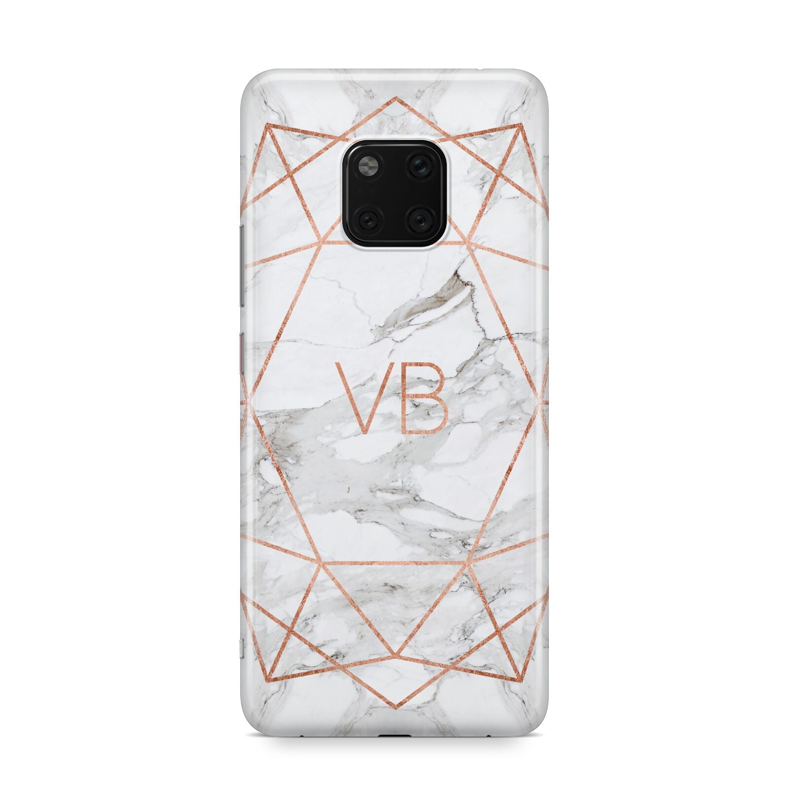 Personalised Rose Gold Marble Initials Huawei Mate 20 Pro Phone Case