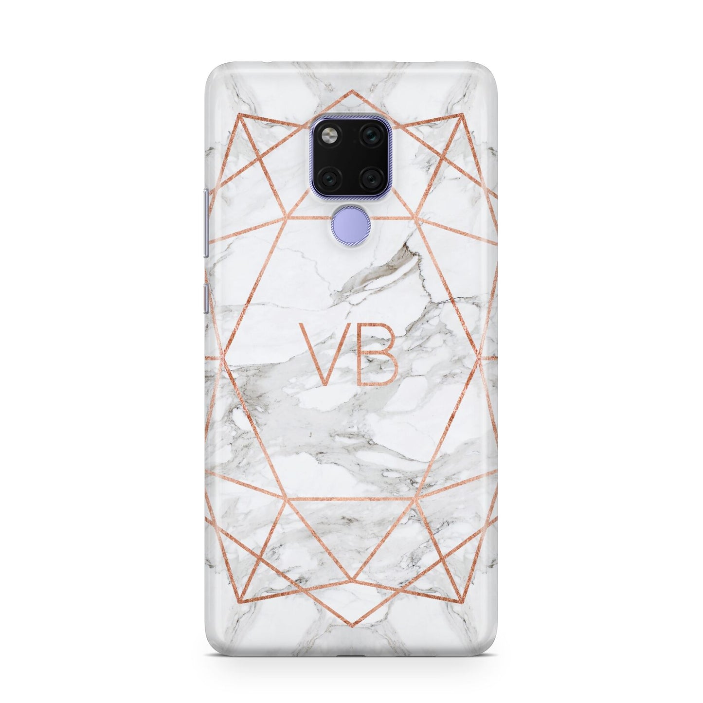 Personalised Rose Gold Marble Initials Huawei Mate 20X Phone Case