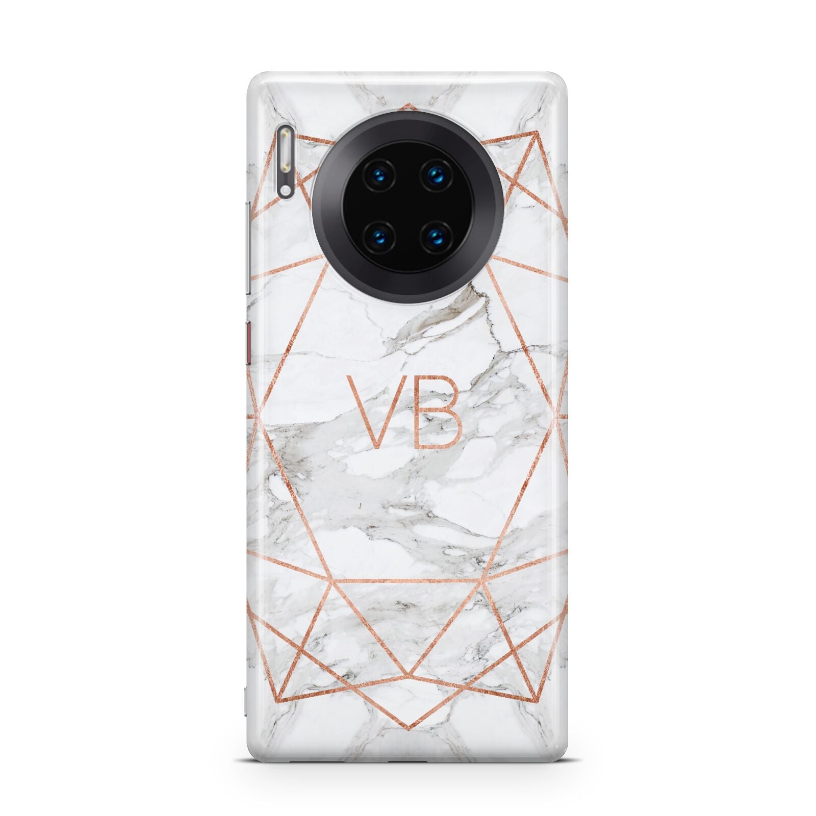 Personalised Rose Gold Marble Initials Huawei Mate 30 Pro Phone Case