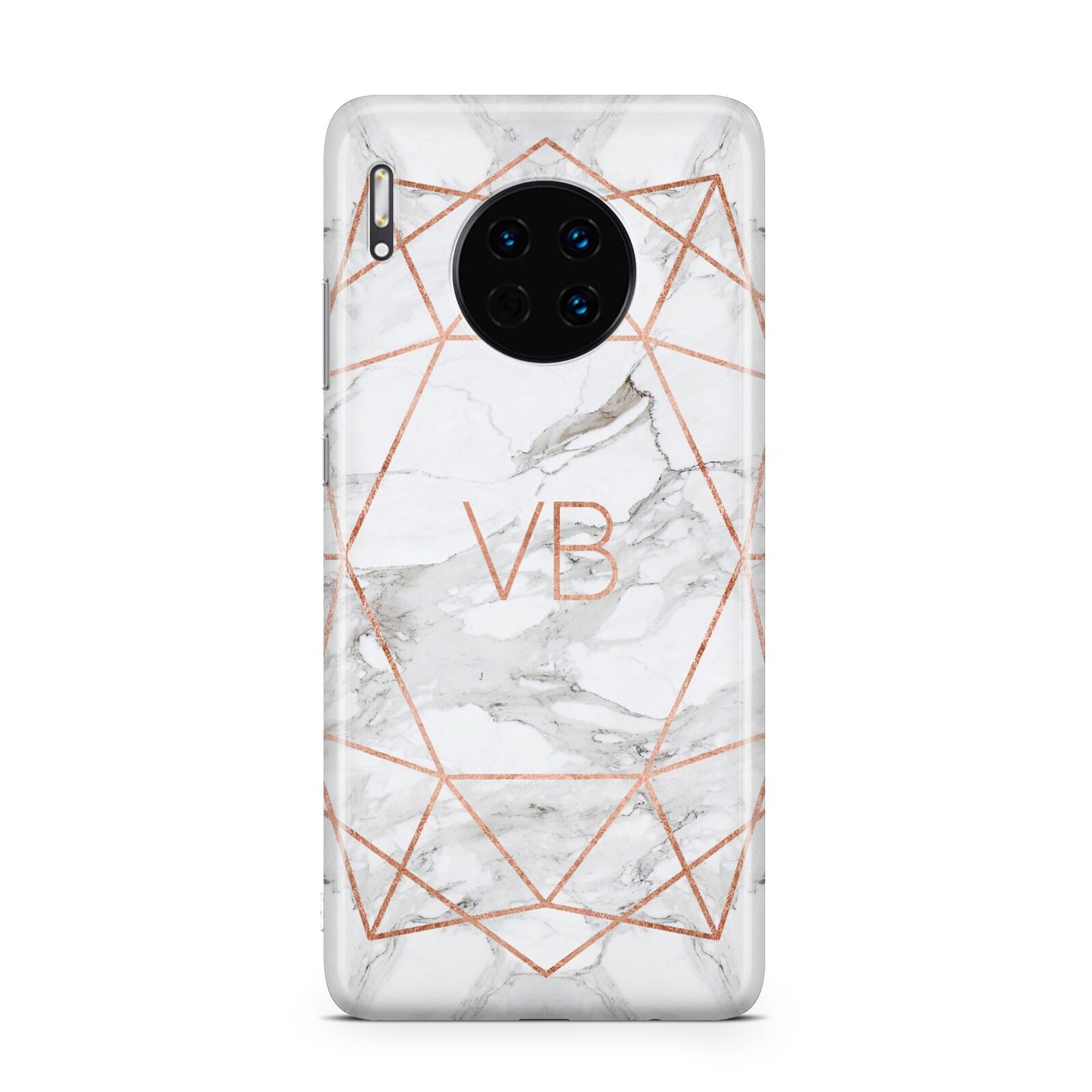 Personalised Rose Gold Marble Initials Huawei Mate 30