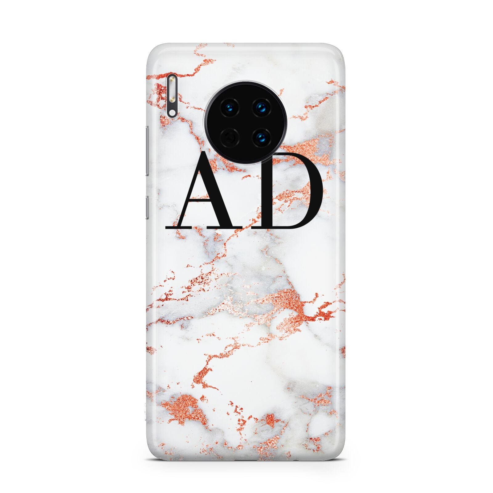 Personalised Rose Gold Marble Initials Huawei Mate 30