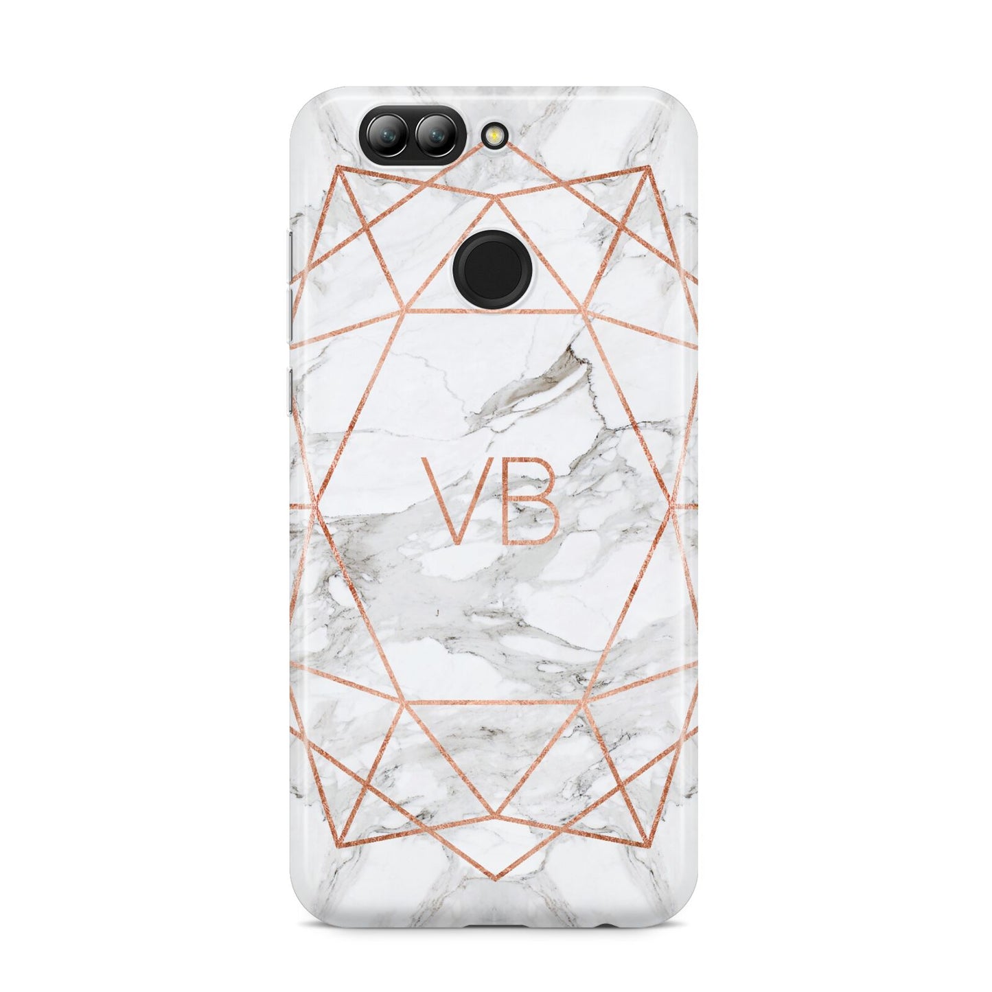 Personalised Rose Gold Marble Initials Huawei Nova 2s Phone Case