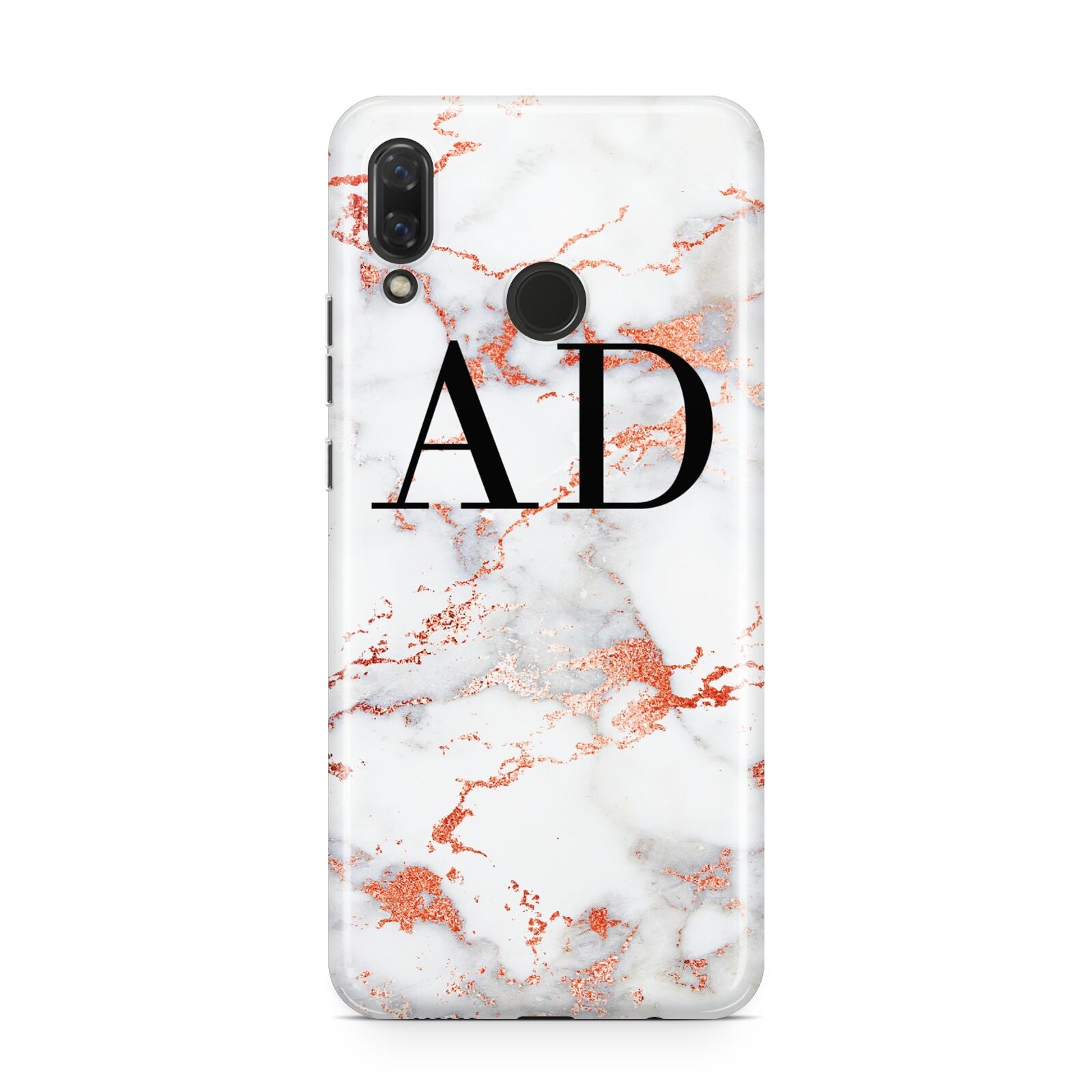 Personalised Rose Gold Marble Initials Huawei Nova 3 Phone Case