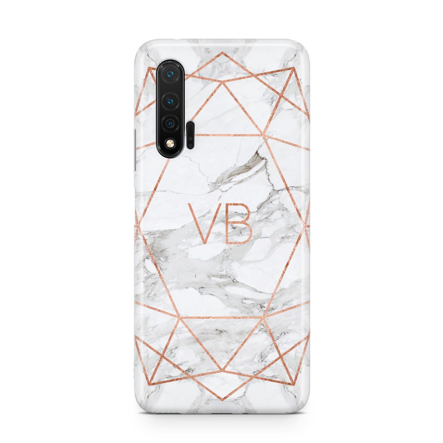 Personalised Rose Gold Marble Initials Huawei Nova 6 Phone Case