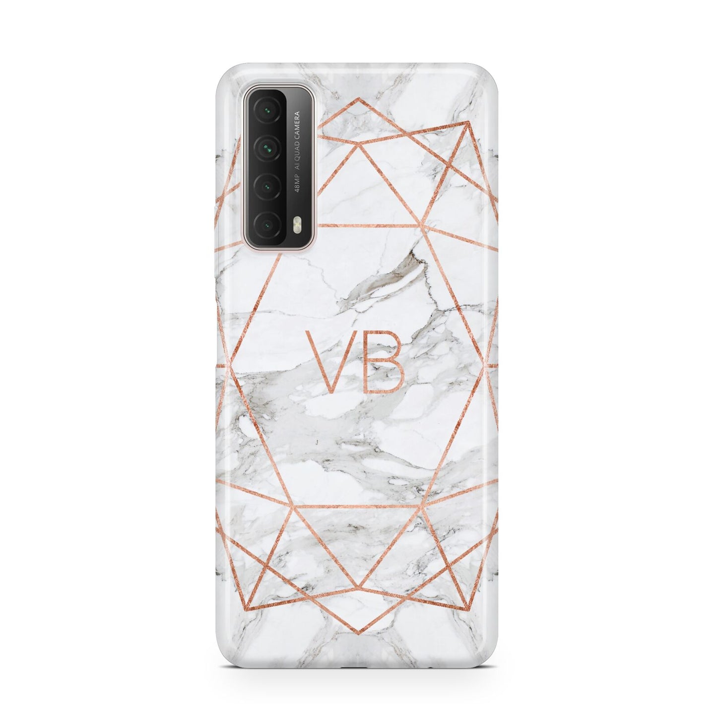 Personalised Rose Gold Marble Initials Huawei P Smart 2021