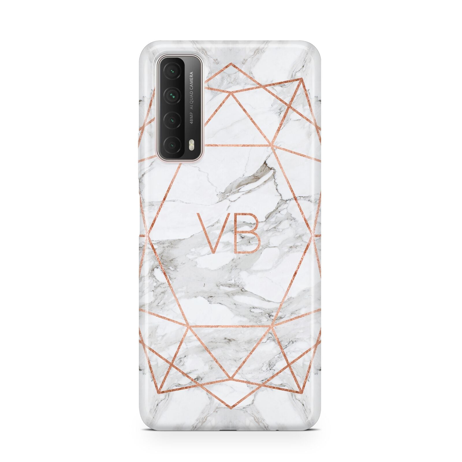 Personalised Rose Gold Marble Initials Huawei P Smart 2021