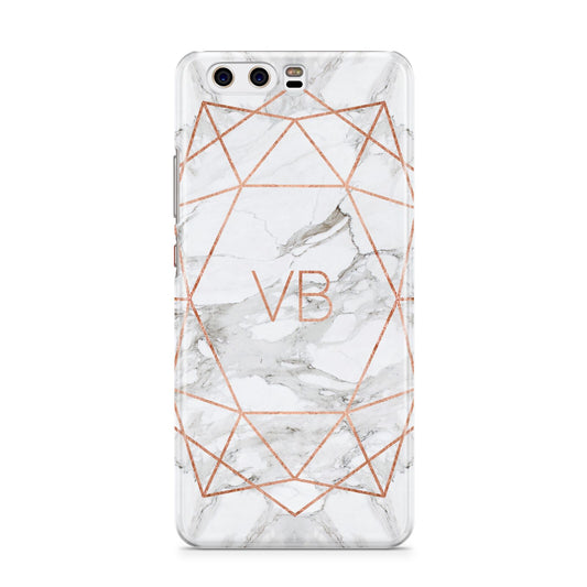 Personalised Rose Gold Marble Initials Huawei P10 Phone Case