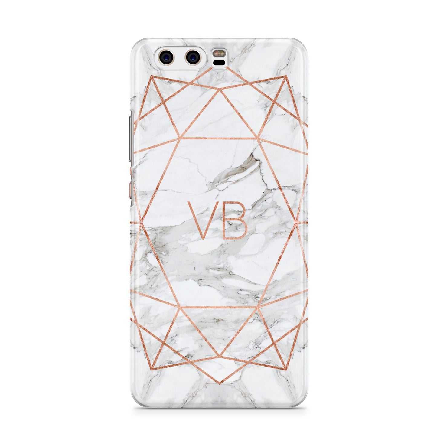 Personalised Rose Gold Marble Initials Huawei P10 Phone Case