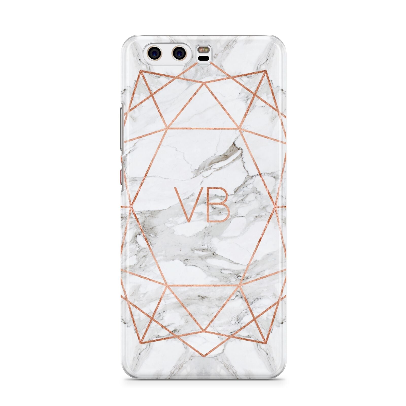 Personalised Rose Gold Marble Initials Huawei P10 Phone Case