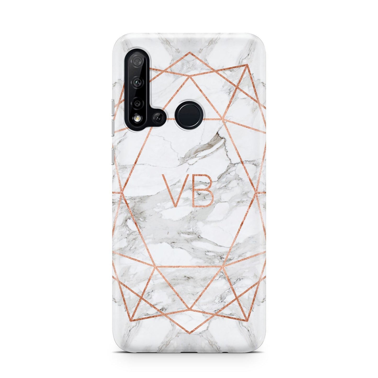 Personalised Rose Gold Marble Initials Huawei P20 Lite 5G Phone Case
