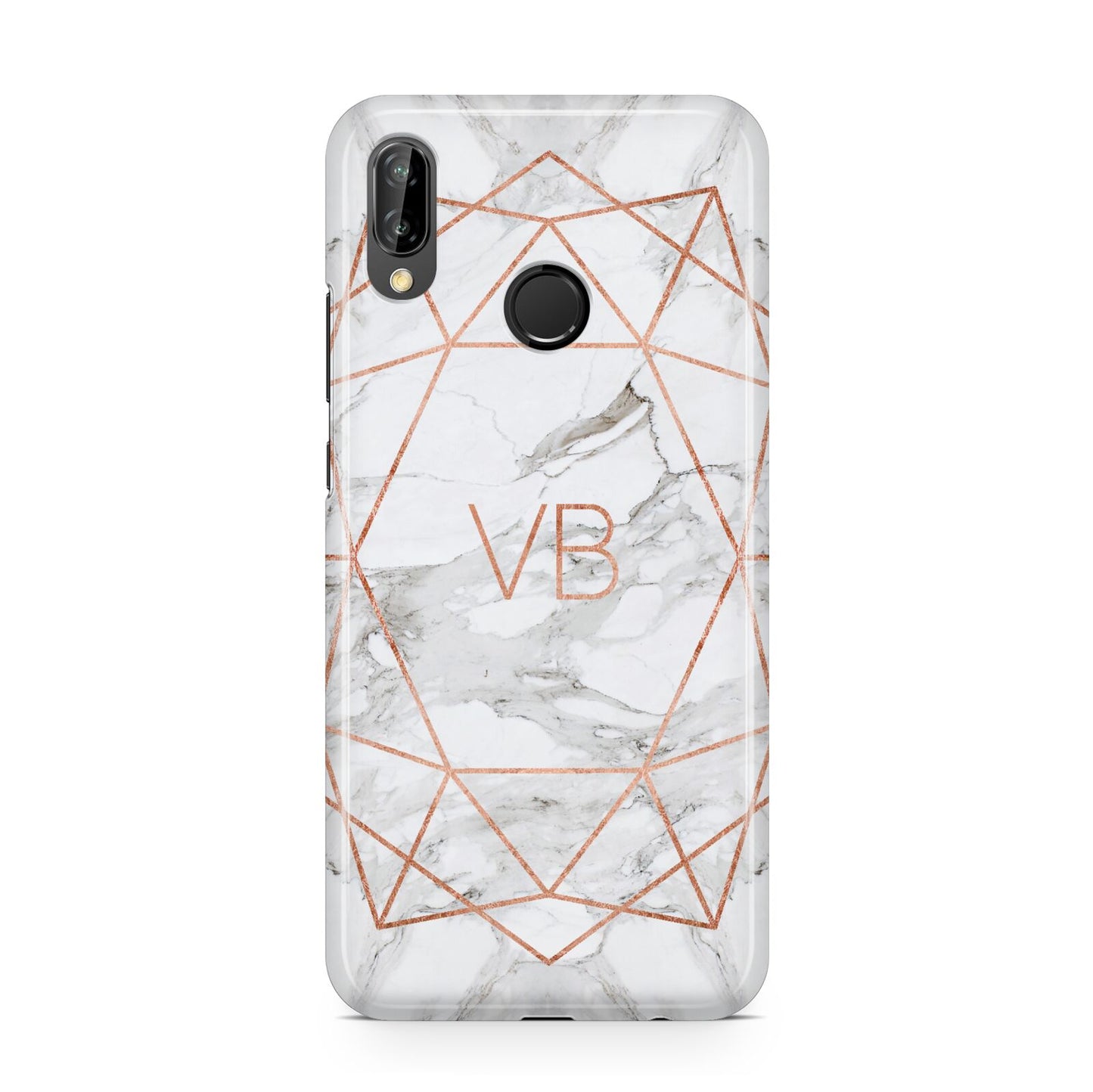 Personalised Rose Gold Marble Initials Huawei P20 Lite Phone Case
